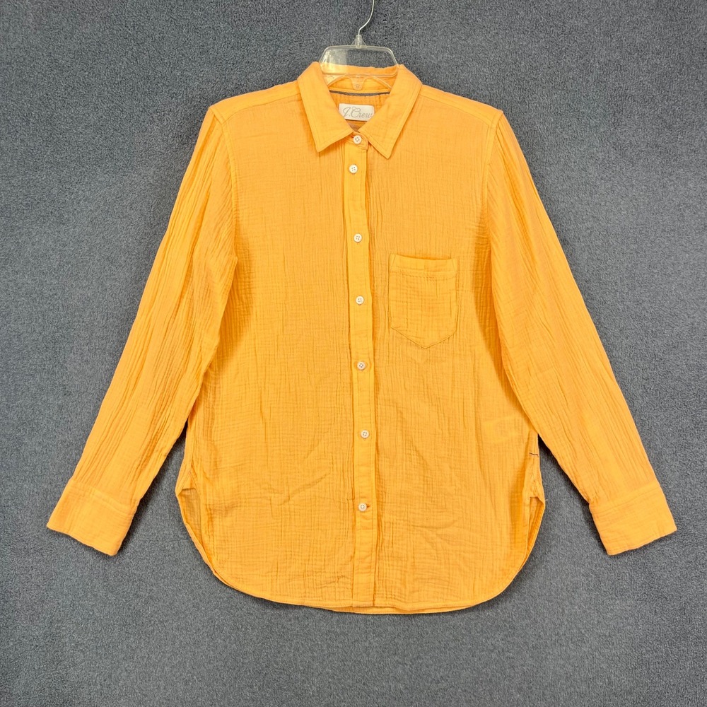 J.Crew Button Down‎ Shirt Womens 4 Orange Double Gauze Cotton Classic AW686 New